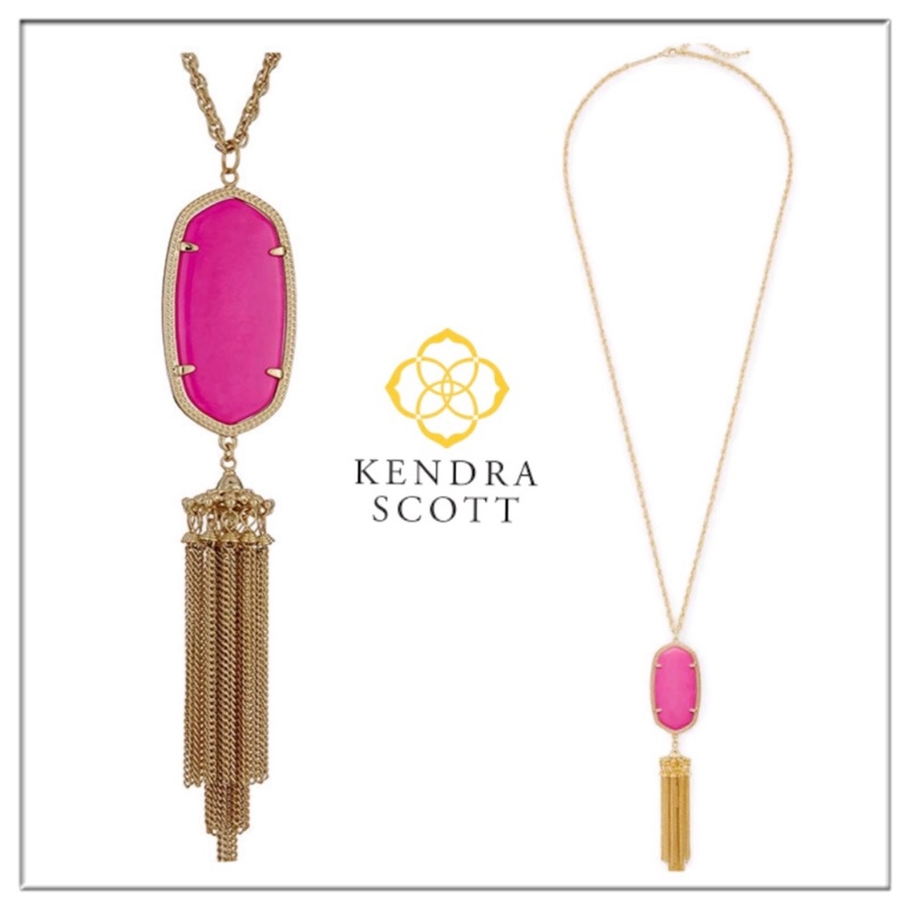 Kendra Scott Rayne Long Pendant Necklace In Magenta NWT - Picture 1 of 4